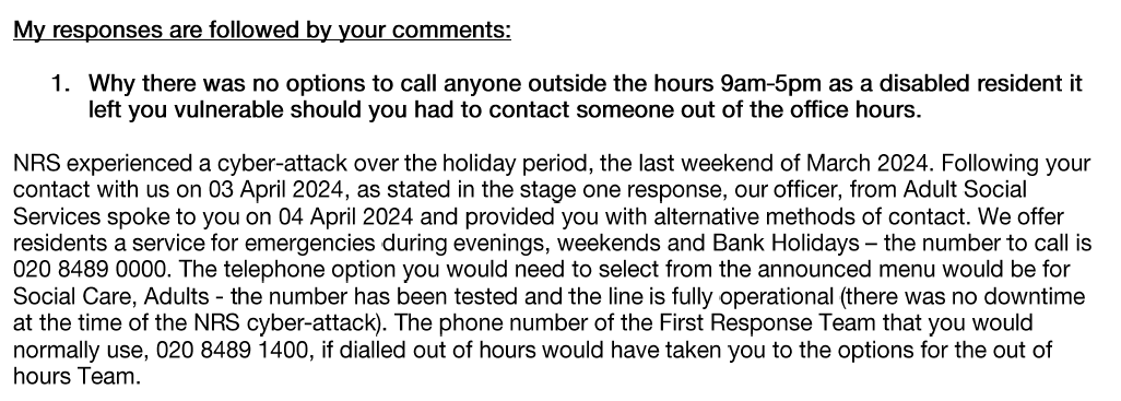 provided you with alternative methods of contact.